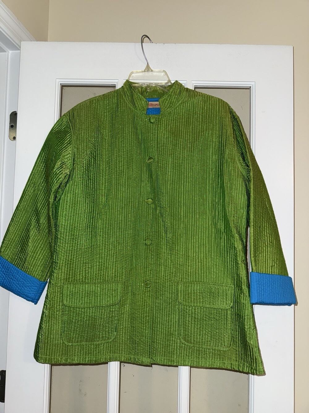 Cupcake International Textured Green Jacket | Minimalist Green XL Lagenlook